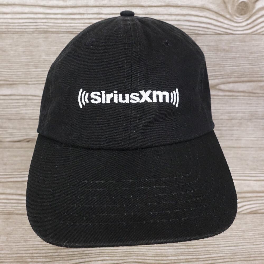 SIRIUS XM SATTELITE RADIO BLACK STRAPBACK BASEBALL HAT CAP